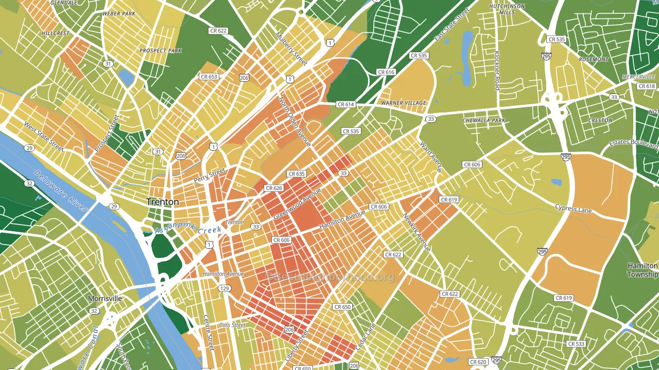 Wilbur, Trenton, NJ block-group voter-turnout map