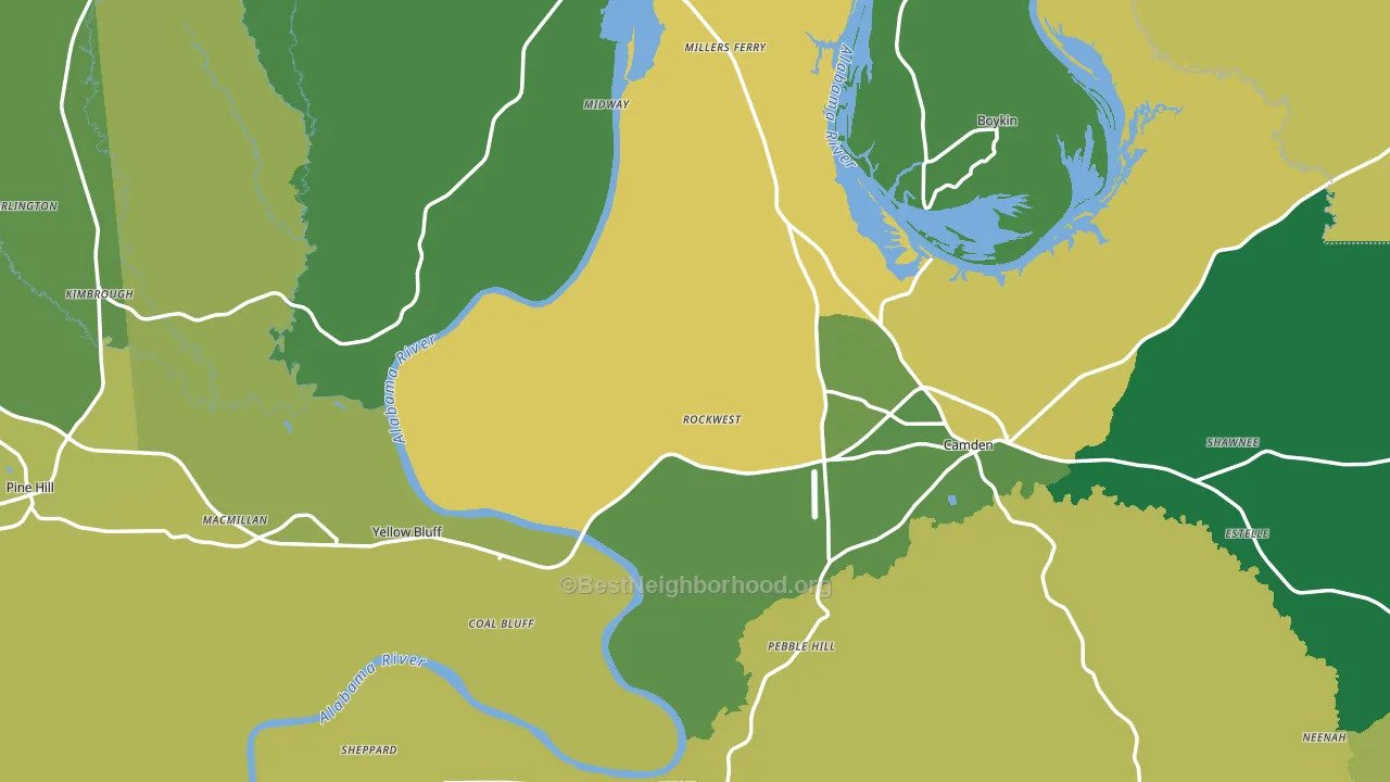 Wilcox County, AL block-group voter-turnout map