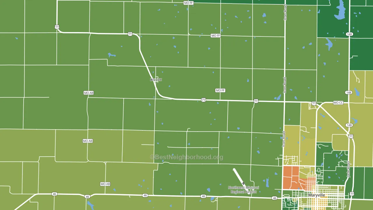 Wilcox, MO block-group voter-turnout map