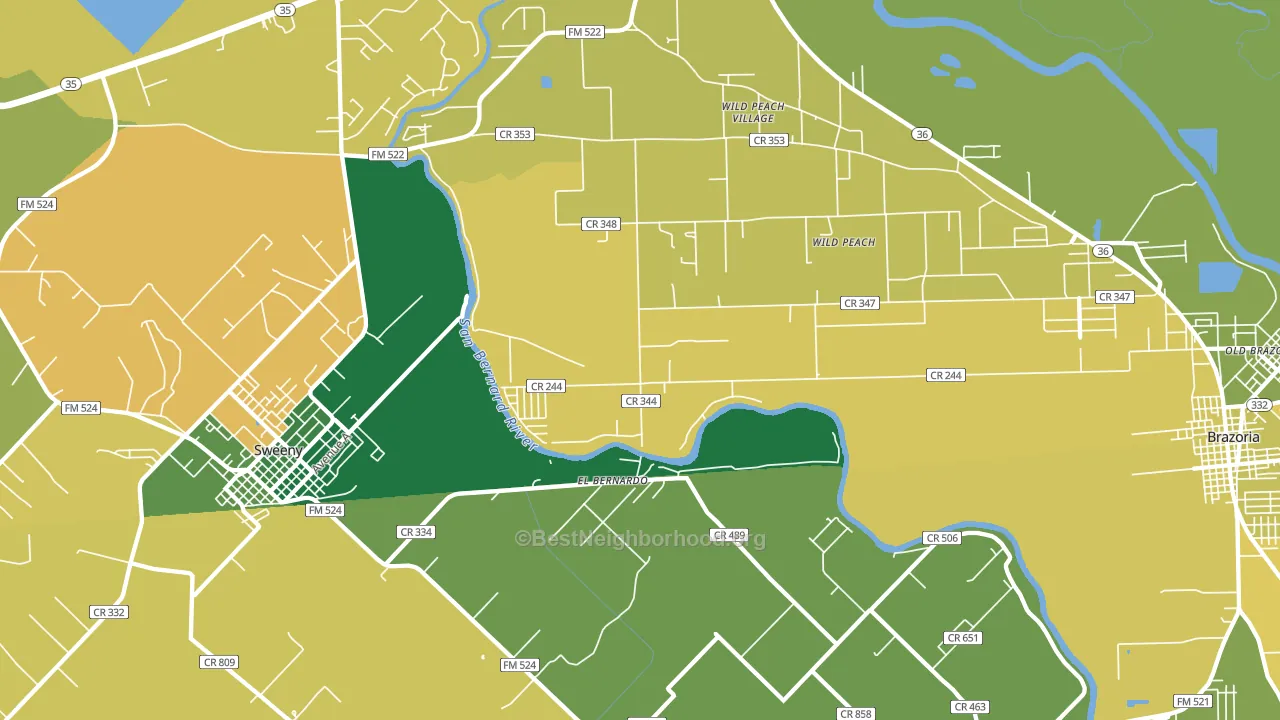 Wild Peach Village, TX block-group voter-turnout map