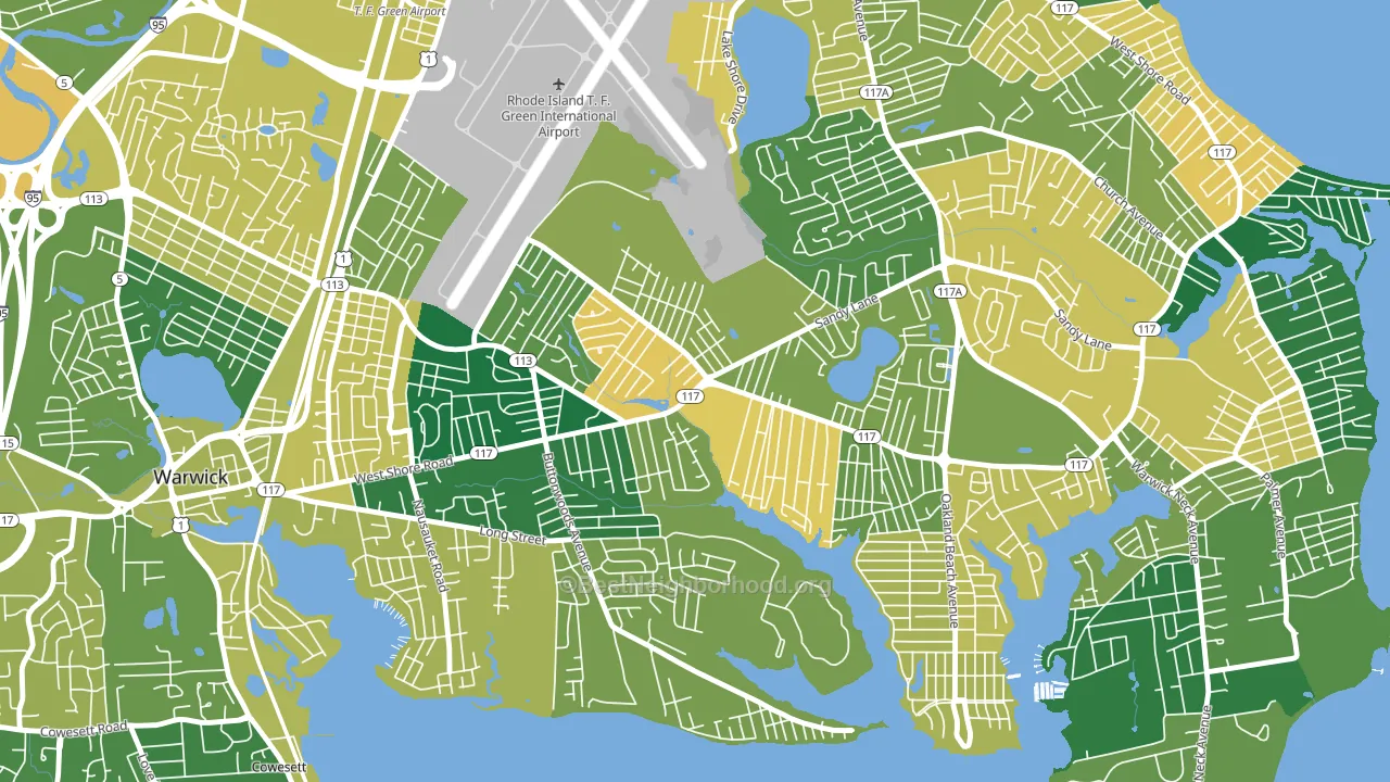 Wildes Corner, Warwick, RI block-group voter-turnout map
