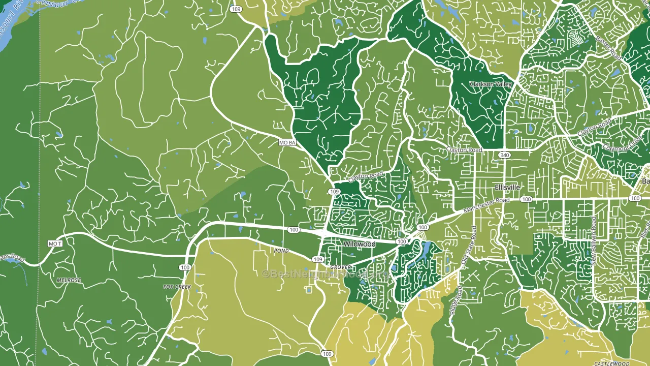 Wildwood, MO block-group voter-turnout map