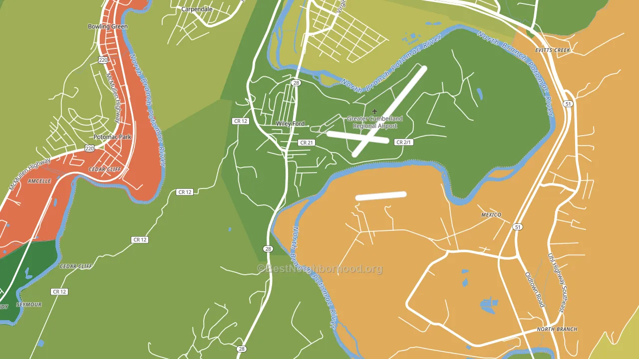 Wiley Ford, WV block-group voter-turnout map