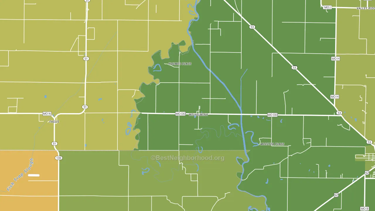 Wilhelmina, MO block-group voter-turnout map