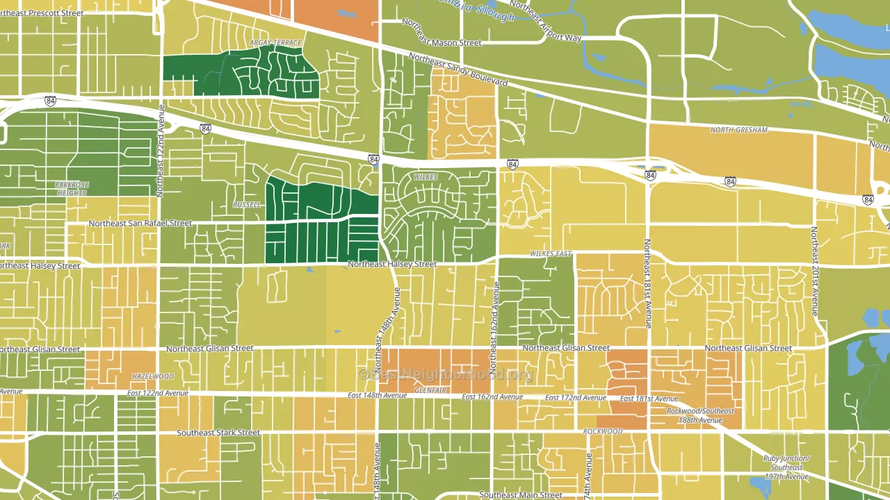 Wilkes, Portland, OR block-group voter-turnout map