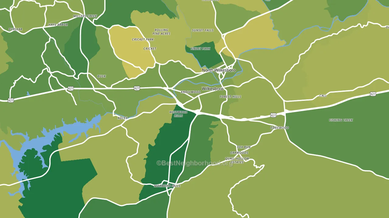 Wilkesboro, NC block-group voter-turnout map