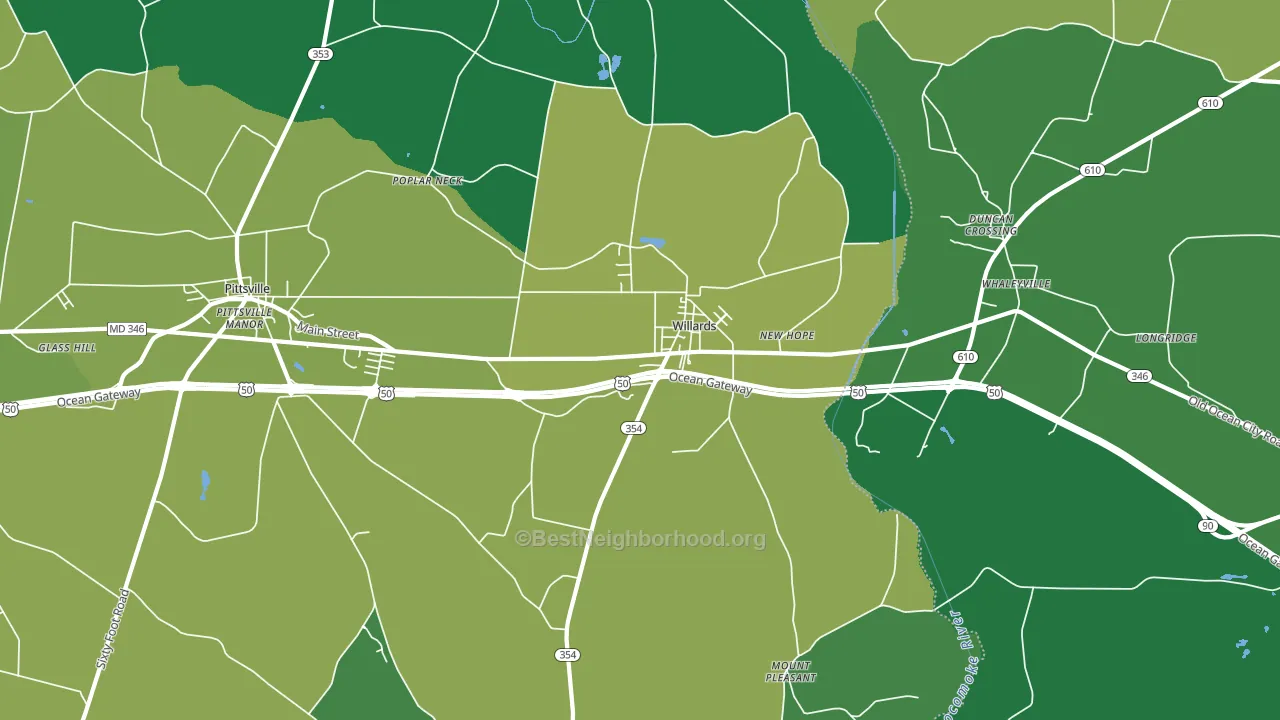 Willards, MD block-group voter-turnout map