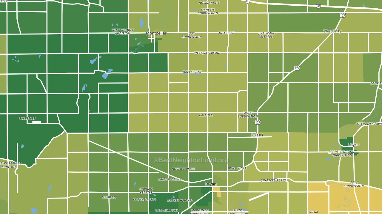 Williams County, OH block-group voter-turnout map