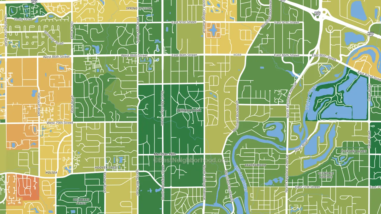 Williams Creek, IN block-group voter-turnout map