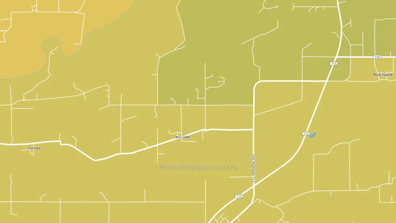 Williams, OK block-group voter-turnout map
