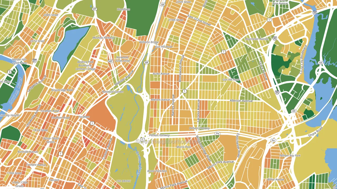 Williamsbridge, Bronx, NY block-group voter-turnout map