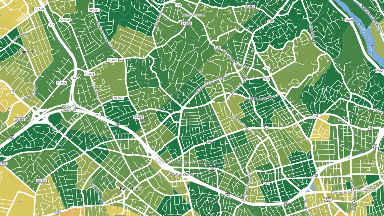 Williamsburg, Arlington, VA block-group voter-turnout map