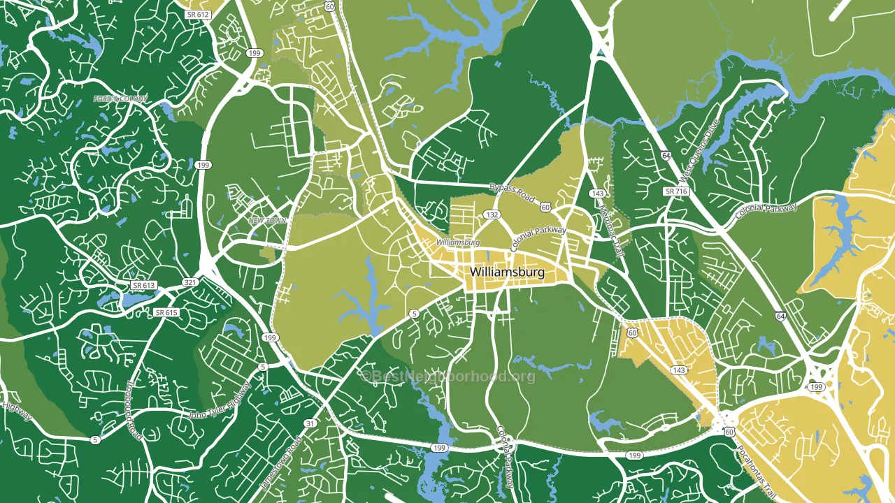 Williamsburg City, VA block-group voter-turnout map