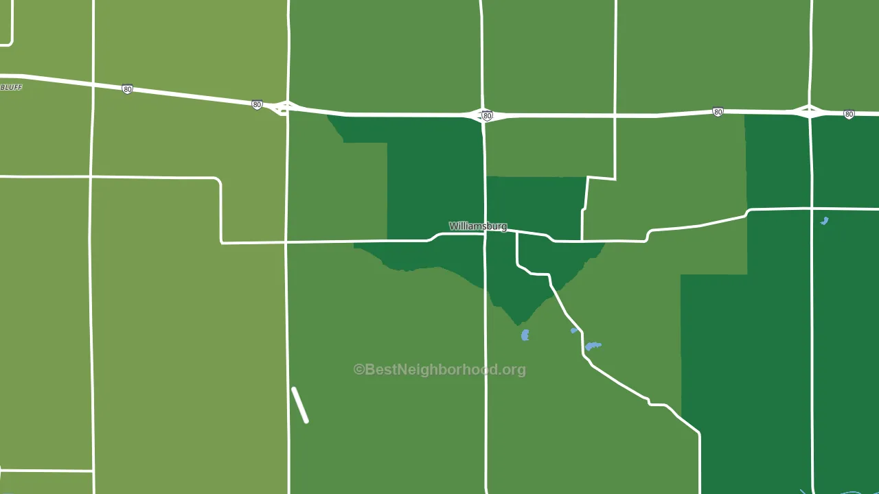 Williamsburg, IA block-group voter-turnout map