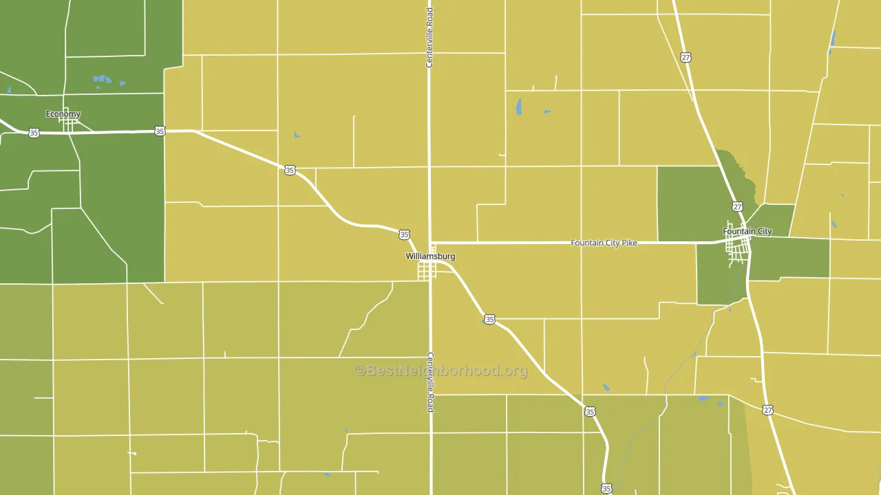 Williamsburg, IN block-group voter-turnout map