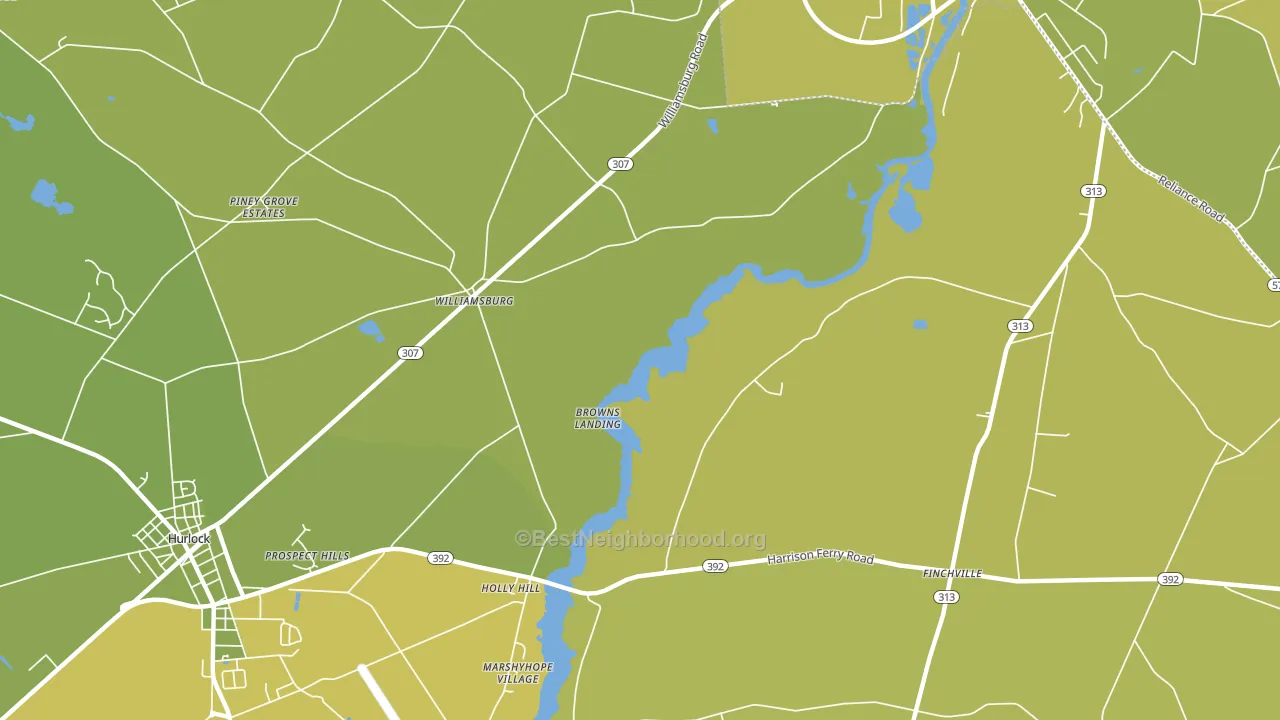 Williamsburg, MD block-group voter-turnout map