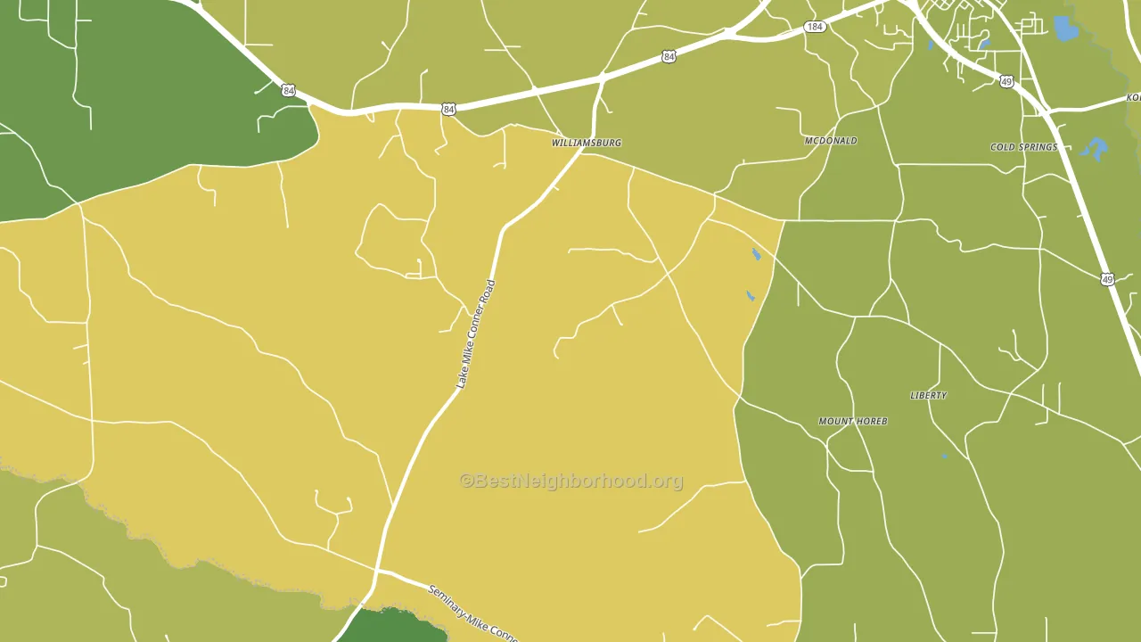 Williamsburg, MS block-group voter-turnout map