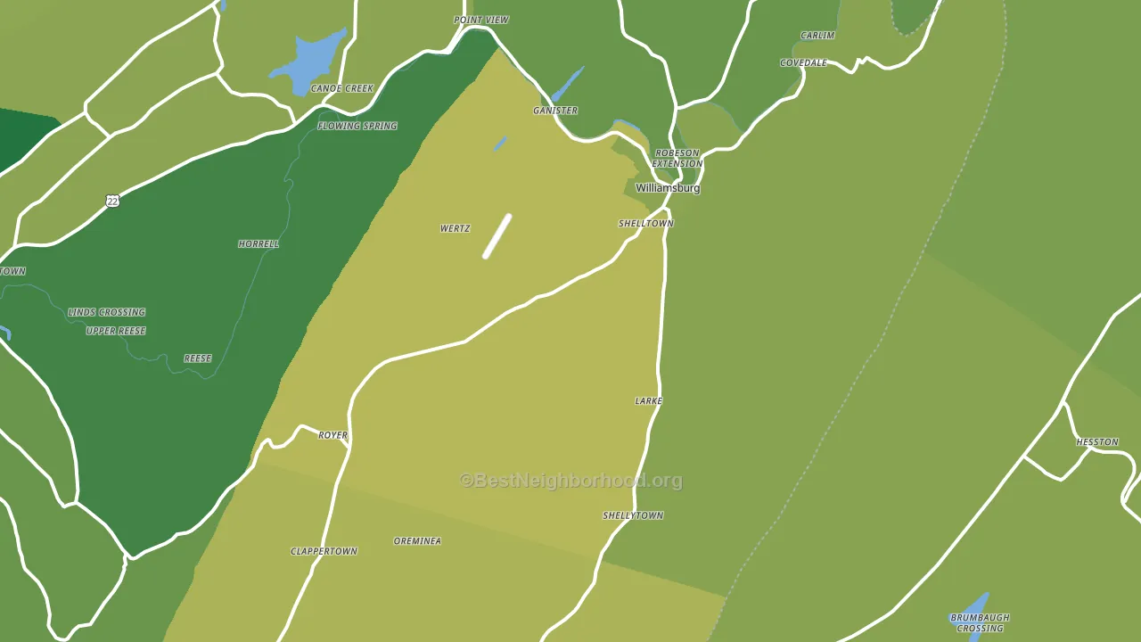 Williamsburg, PA block-group voter-turnout map