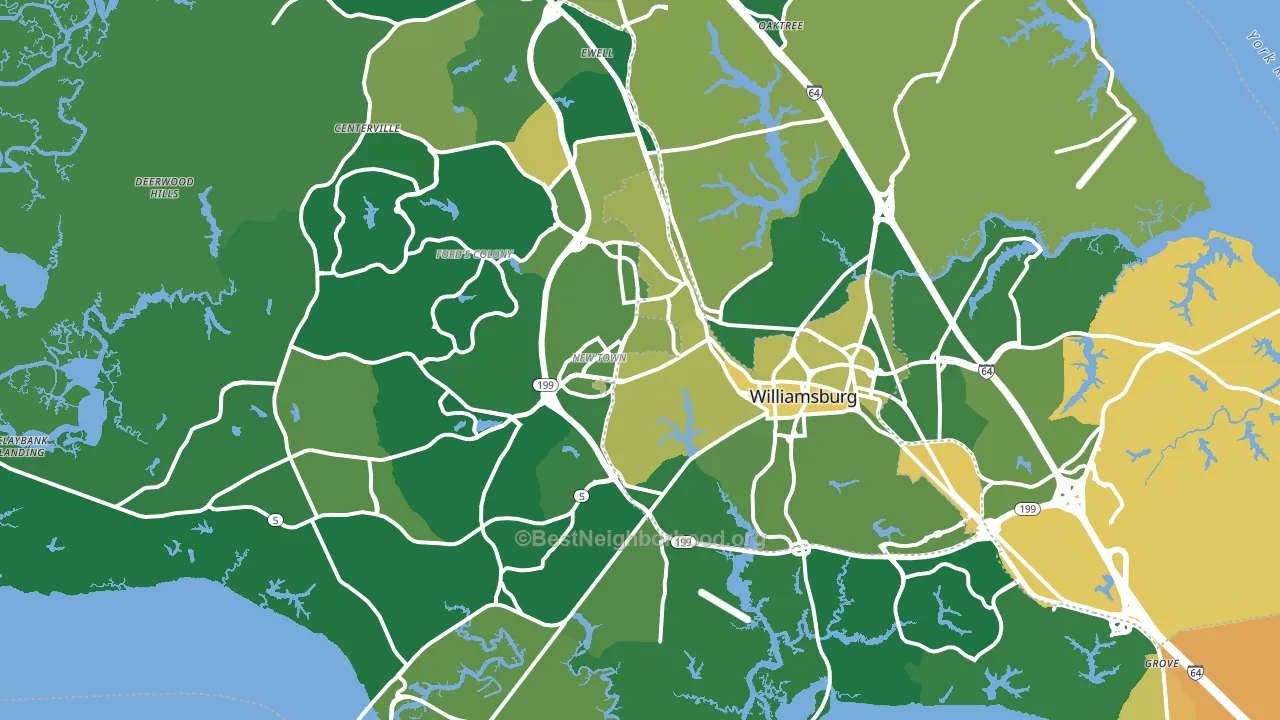 Williamsburg, VA block-group voter-turnout map