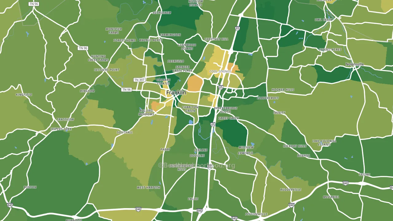 Williamson County, TN block-group voter-turnout map
