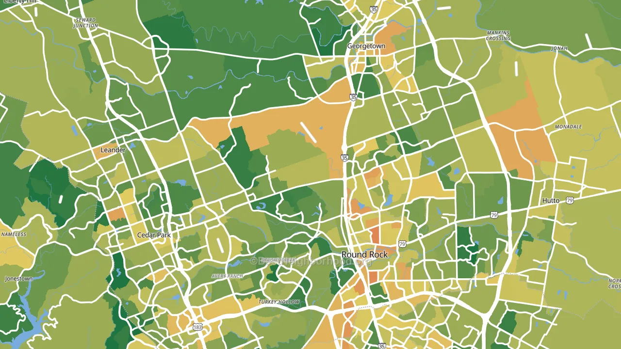 Williamson County, TX block-group voter-turnout map