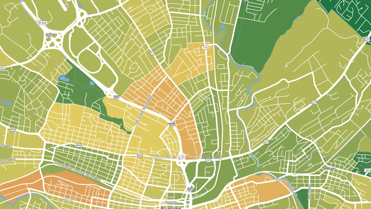 Williamson Road, Roanoke, VA block-group voter-turnout map