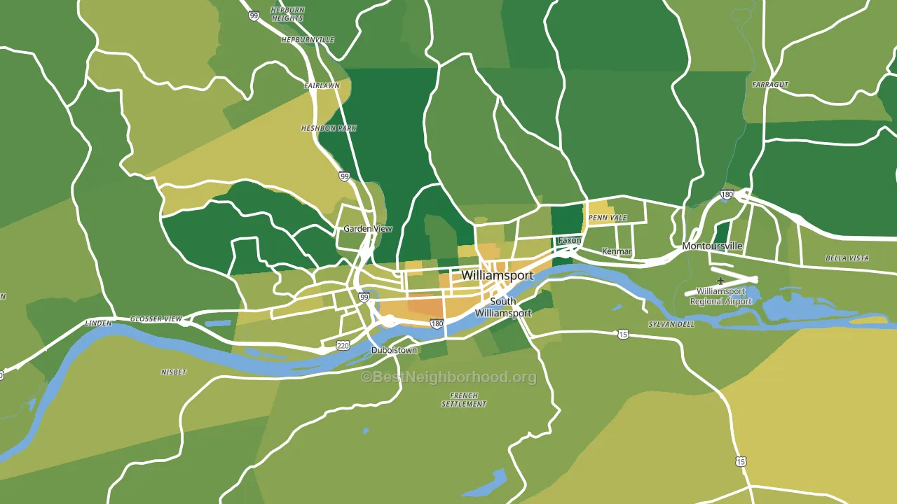Williamsport, PA block-group voter-turnout map