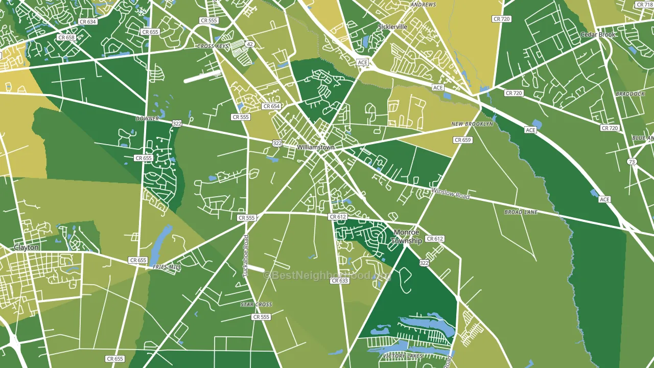Williamstown, NJ block-group voter-turnout map