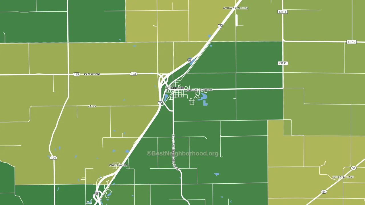 Williamsville, IL block-group voter-turnout map