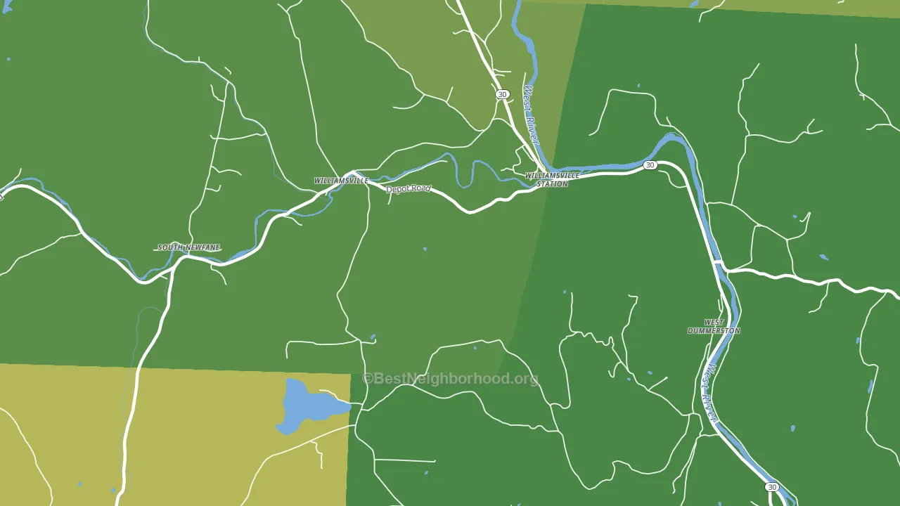 Williamsville, VT block-group voter-turnout map