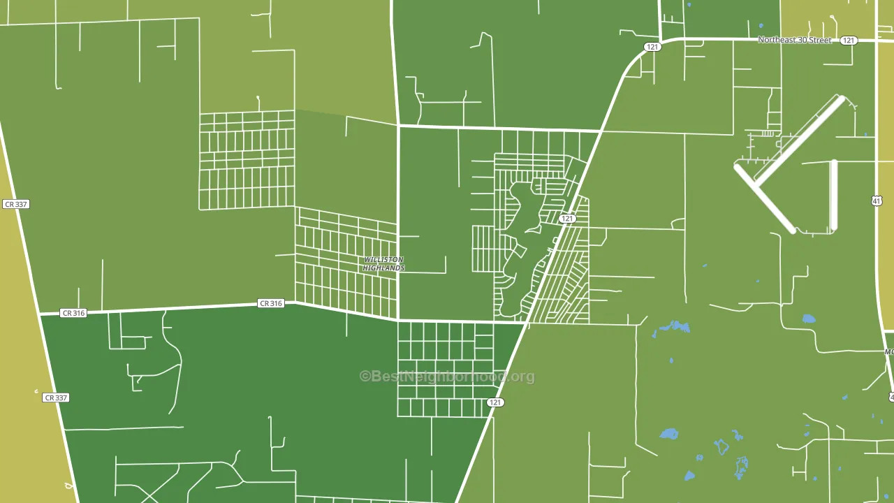 Williston Highlands, FL block-group voter-turnout map