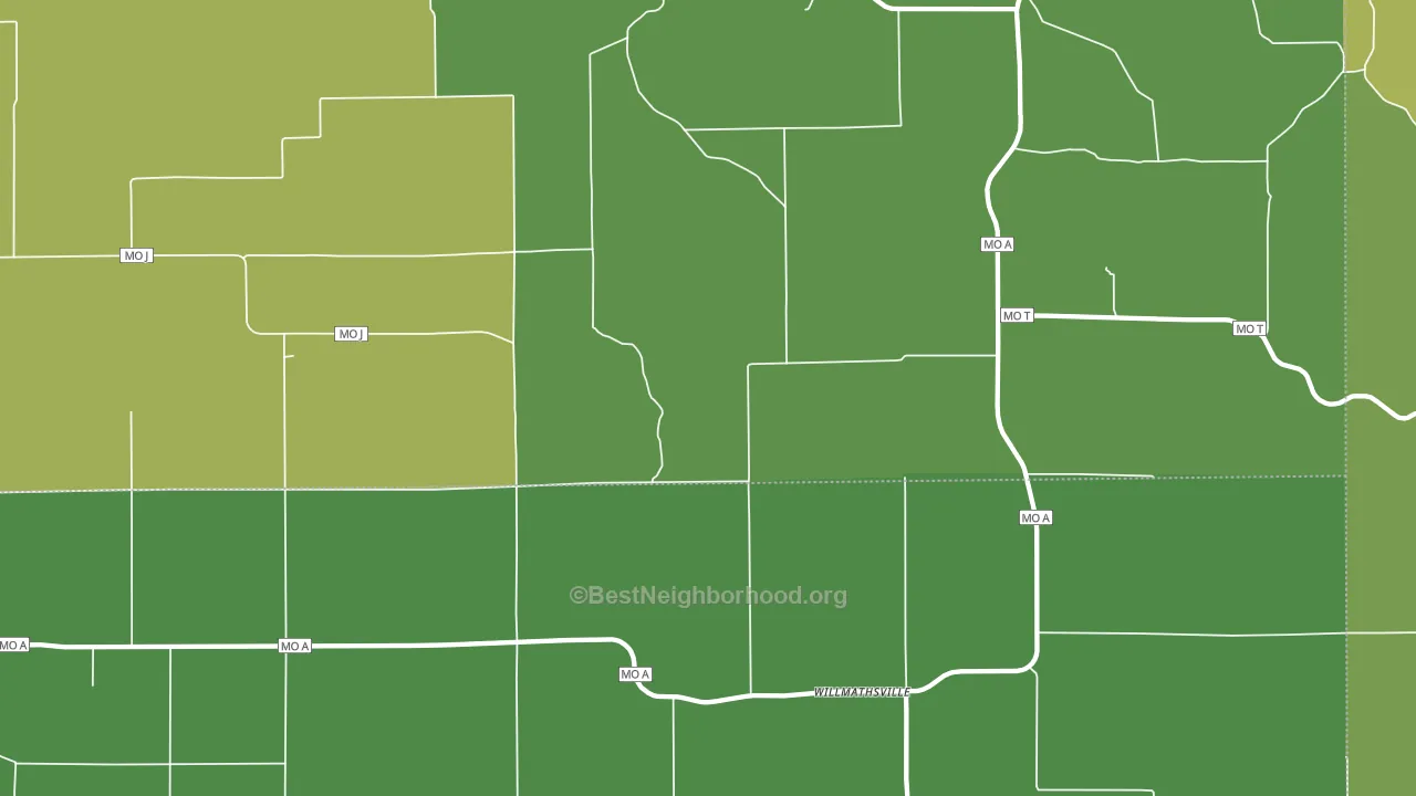 Willmathsville, MO block-group voter-turnout map