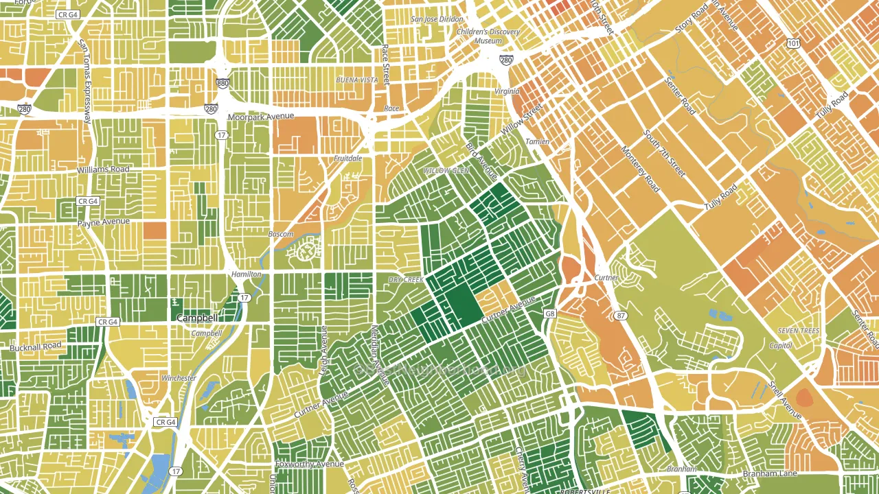 Willow Glen, San Jose, CA block-group voter-turnout map