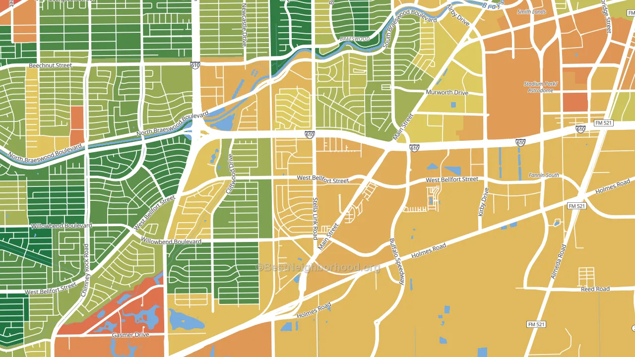 Willow Meadows-Willowbend Area, Houston, TX block-group voter-turnout map