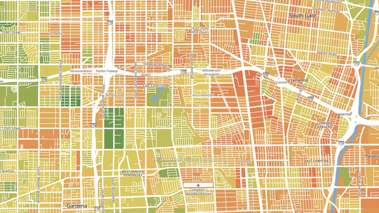 Willowbrook, CA block-group voter-turnout map
