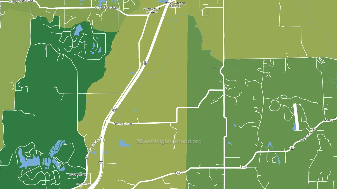 Willowbrook Estates, IN block-group voter-turnout map