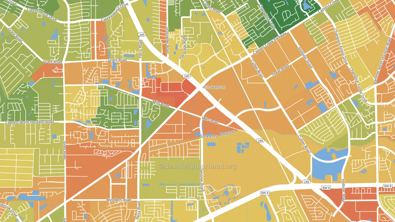 Willowbrook, Houston, TX block-group voter-turnout map