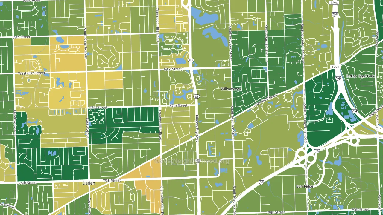 Willowbrook, IL block-group voter-turnout map
