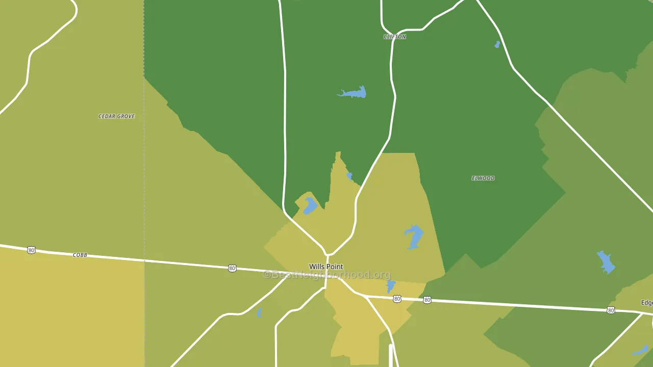 Wills Point, TX block-group voter-turnout map