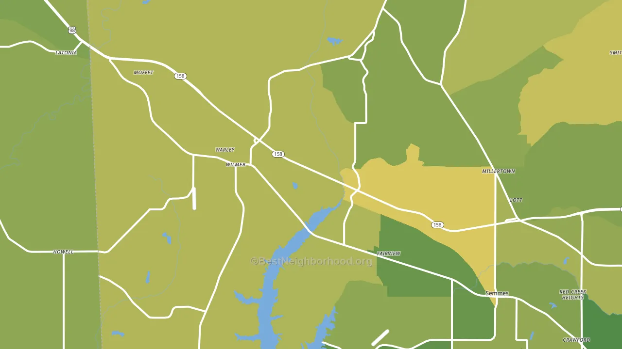 Wilmer, AL block-group voter-turnout map