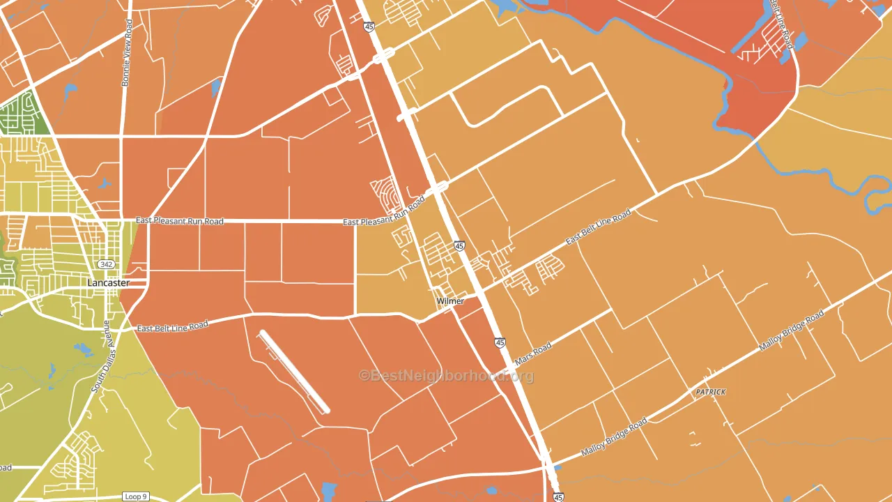 Wilmer, TX block-group voter-turnout map