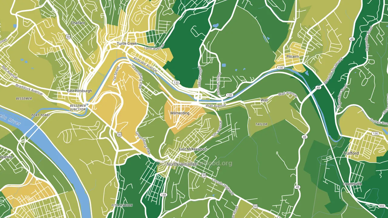 Wilmerding, PA block-group voter-turnout map