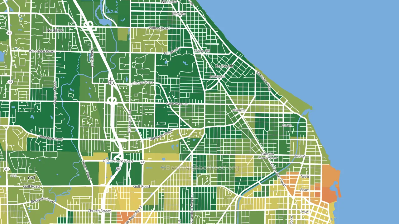 Wilmette, IL block-group voter-turnout map