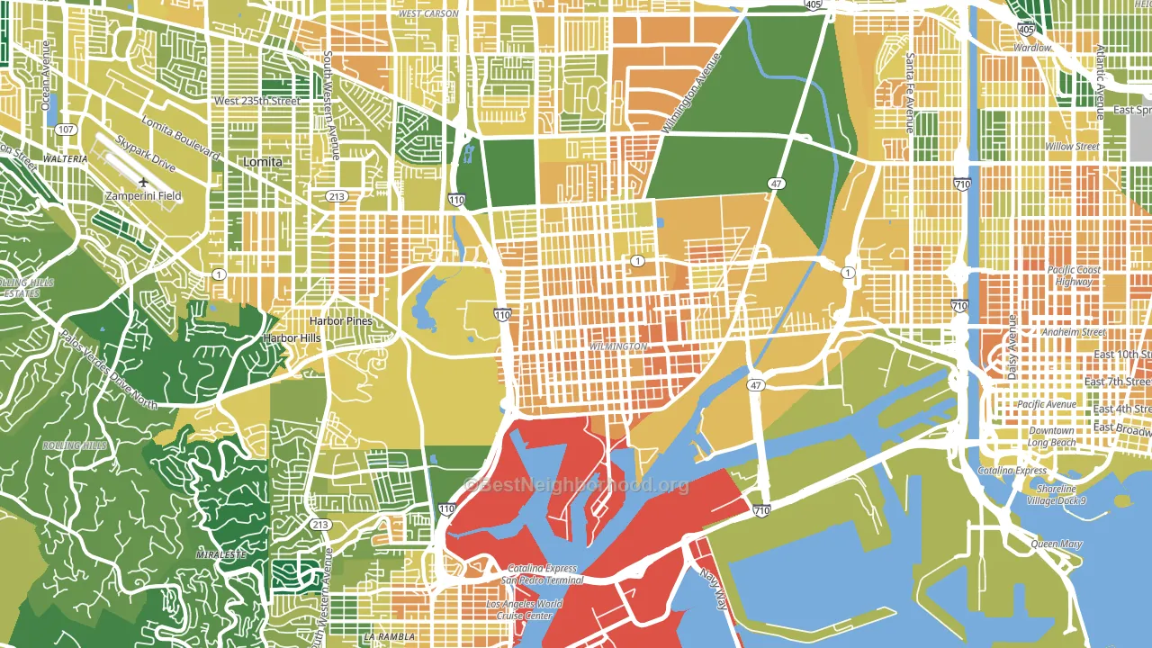 Wilmington, CA block-group voter-turnout map