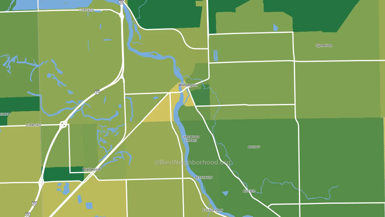 Wilmington, IL block-group voter-turnout map