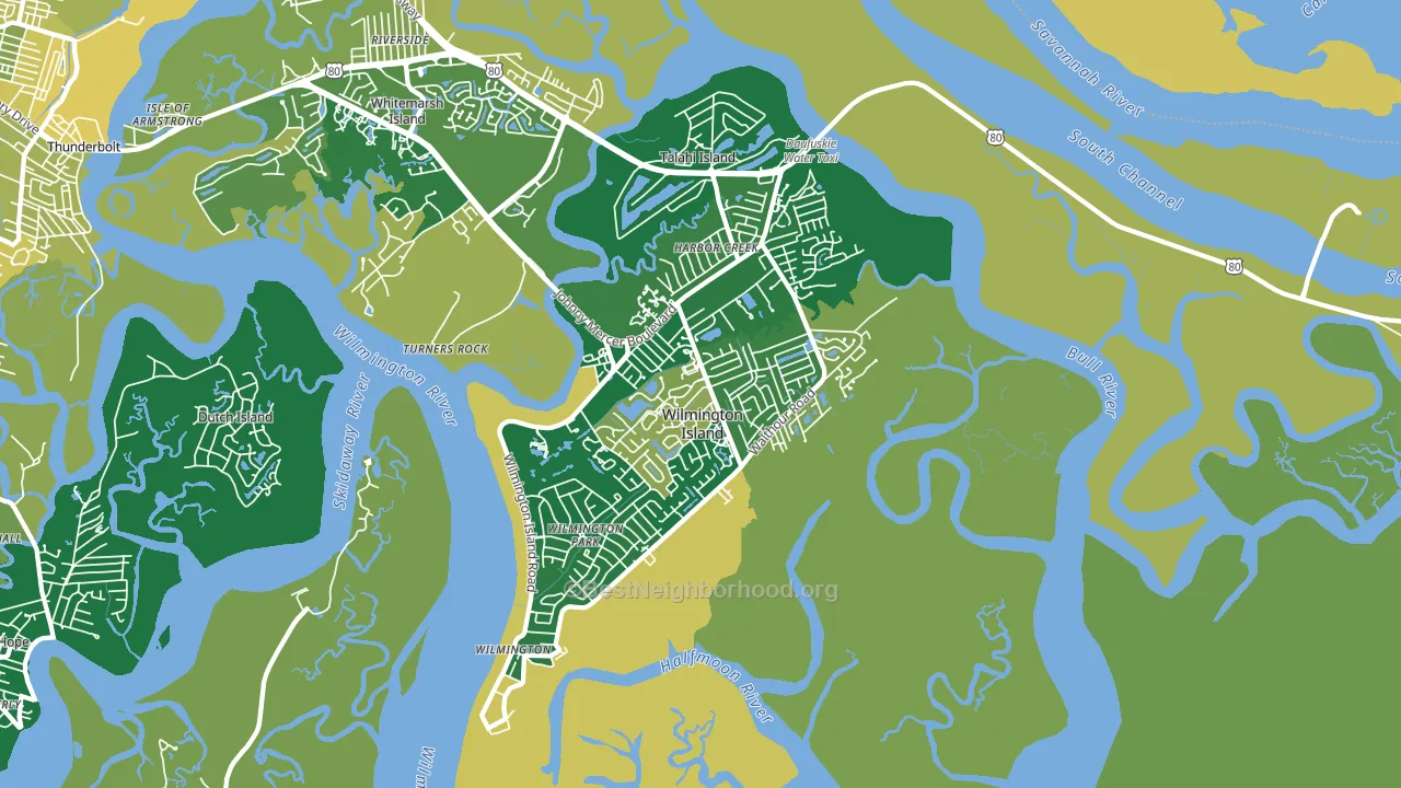 Wilmington Island, GA block-group voter-turnout map