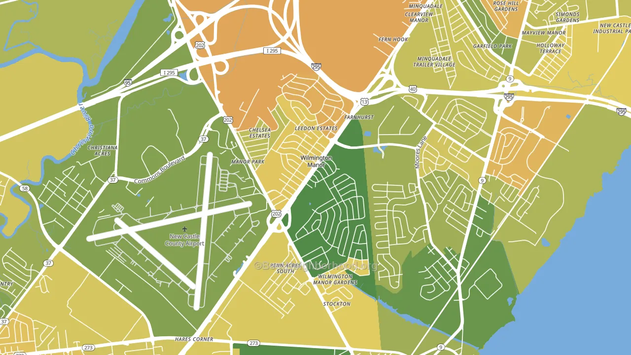 Wilmington Manor, DE block-group voter-turnout map