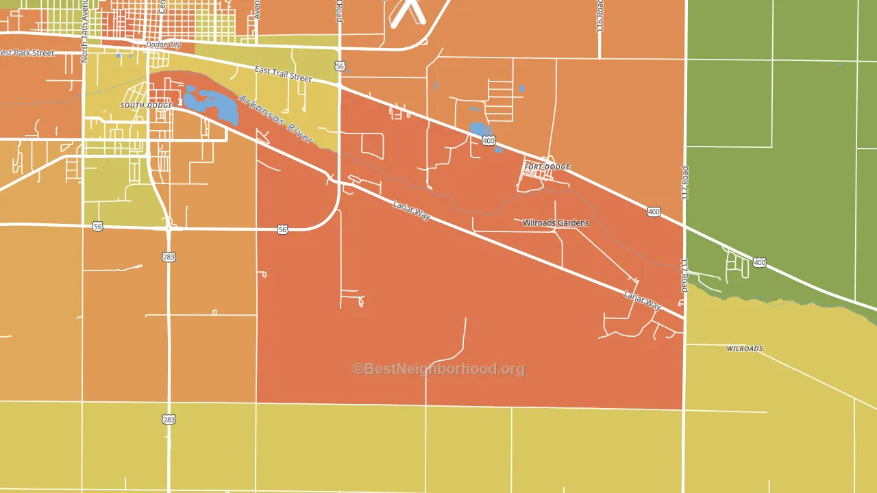 Wilroads Gardens, KS block-group voter-turnout map