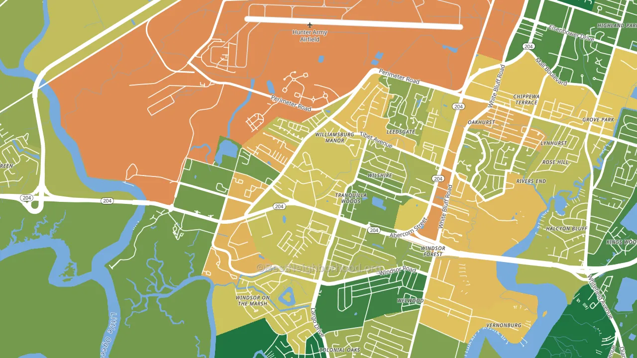 Wilshire Estates-Savannah Mall, Savannah, GA block-group voter-turnout map