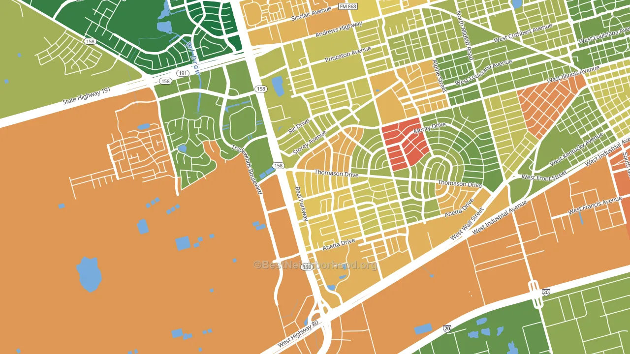 Wilshire Park, Midland, TX block-group voter-turnout map